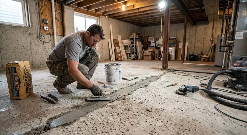 Cracked Basement Floor Repair in Draper, UT