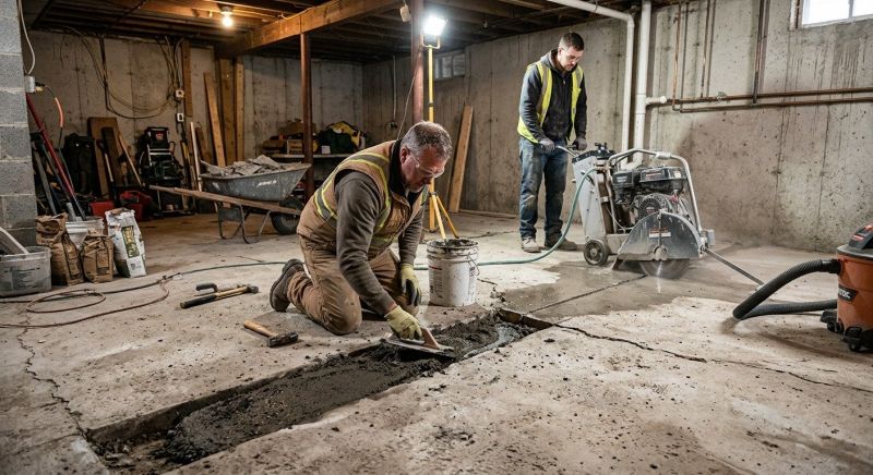 Cracked Basement Floor Repair in Draper, UT