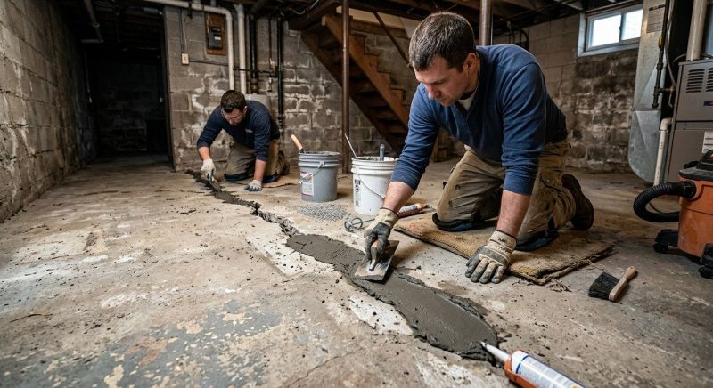 Cracked Basement Floor Repair in Draper, UT